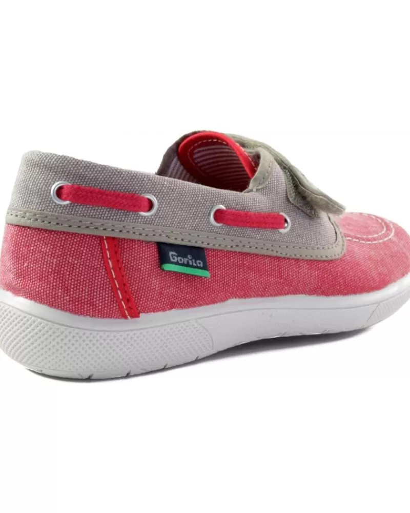 Boy GORILA Boat Shoes-Boy Boat Shoes Canvas Miami Cerrado Nino Rojo