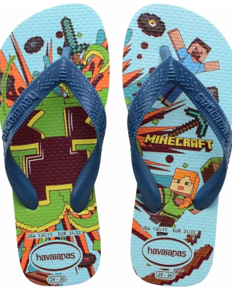 Boy HAVAIANAS Flip Flops-Boy Flip Flops Kids Minecraft Azul