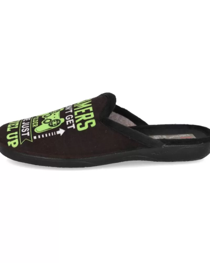 Boy L&R SHOES House Slipers-Boy House Slipers L&R Shoes Lr Shoes 60-C9 Zapatillas De Casa Nino Negro