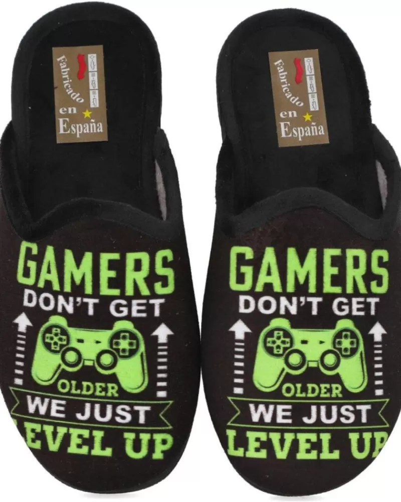 Boy L&R SHOES House Slipers-Boy House Slipers L&R Shoes Lr Shoes 60-C9 Zapatillas De Casa Nino Negro