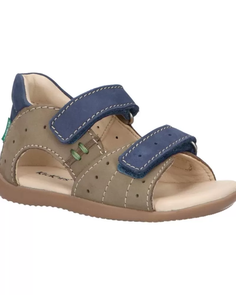 Boy KICKERS Sandals-Boy 785408-10 Boping-2 Golf Nubuck 203 Kaki Bleu