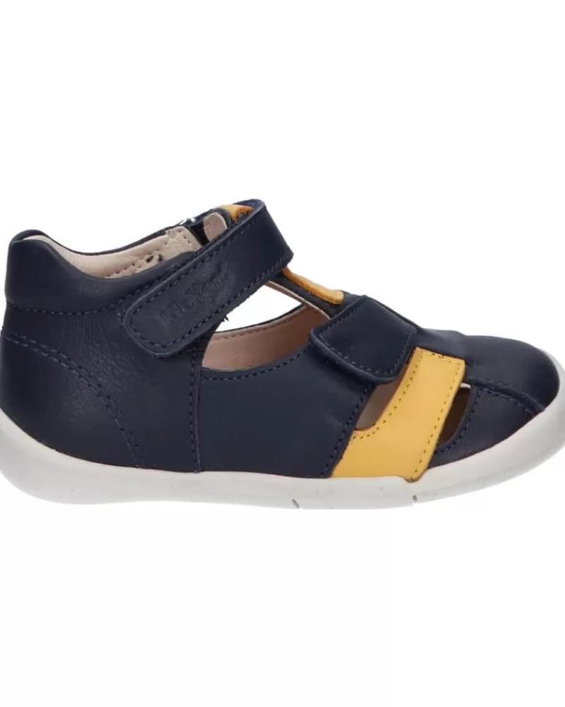 Boy KICKERS Sandals-Boy 858392-10 Wasabou 103 Marine Jaune