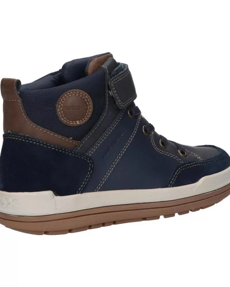 Boy GEOX Mid Boots-Boy Mid Boots J16F3A 043Me J Charz Boy B Abx C4220 Navy-Lt Brown