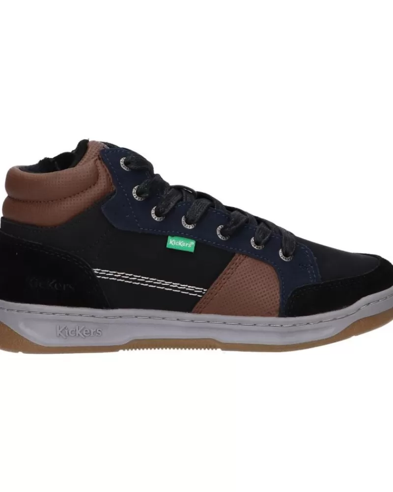 Boy KICKERS Sports Shoes-Boy Mid Boots 910890-30 Kickosta 83 Noir Bleu Marro