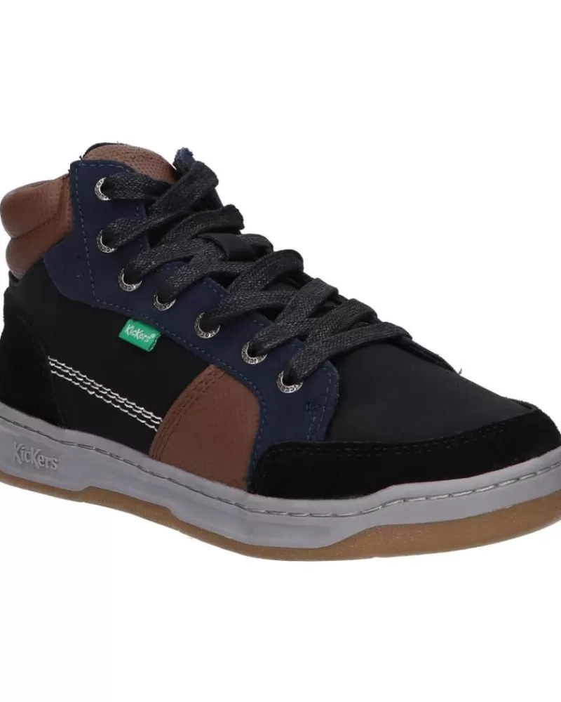 Boy KICKERS Sports Shoes-Boy Mid Boots 910890-30 Kickosta 83 Noir Bleu Marro
