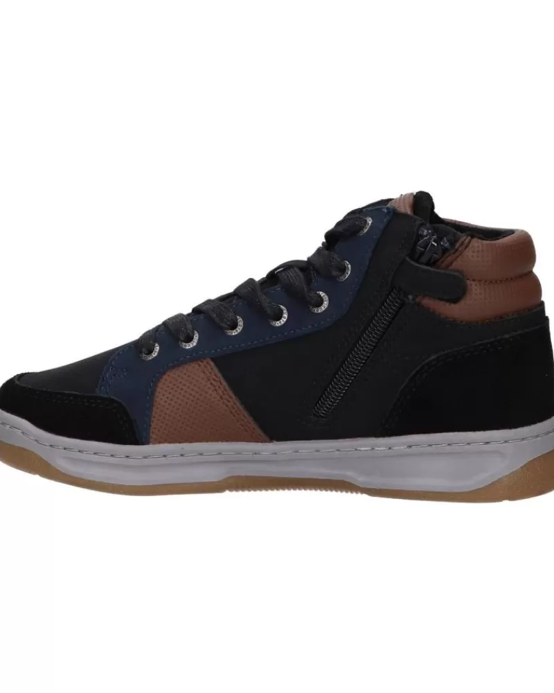 Boy KICKERS Sports Shoes-Boy Mid Boots 910890-30 Kickosta 83 Noir Bleu Marro