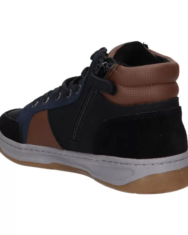 Boy KICKERS Sports Shoes-Boy Mid Boots 910890-30 Kickosta 83 Noir Bleu Marro