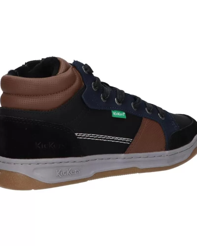 Boy KICKERS Sports Shoes-Boy Mid Boots 910890-30 Kickosta 83 Noir Bleu Marro