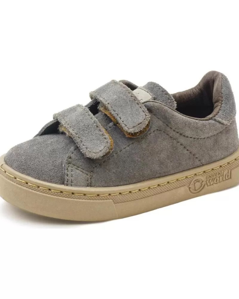 Boy NATURAL WORLD Shoes-Boy Shoes Zapato Infantil 6952 N Teo En Serraje Y Doble Tira Adherente Antracita