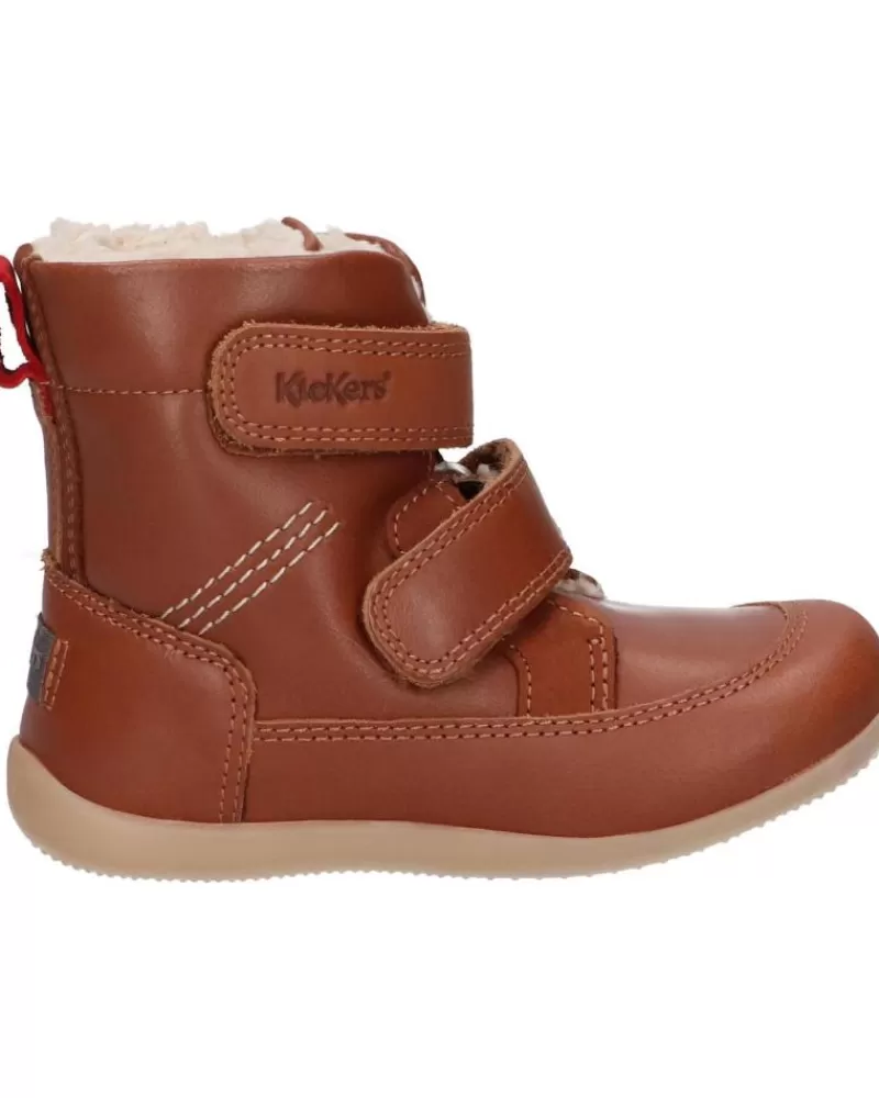 Boy KICKERS Mid Boots-Girl And Boy Boots 909770-10 Bamakratch 114 Camel