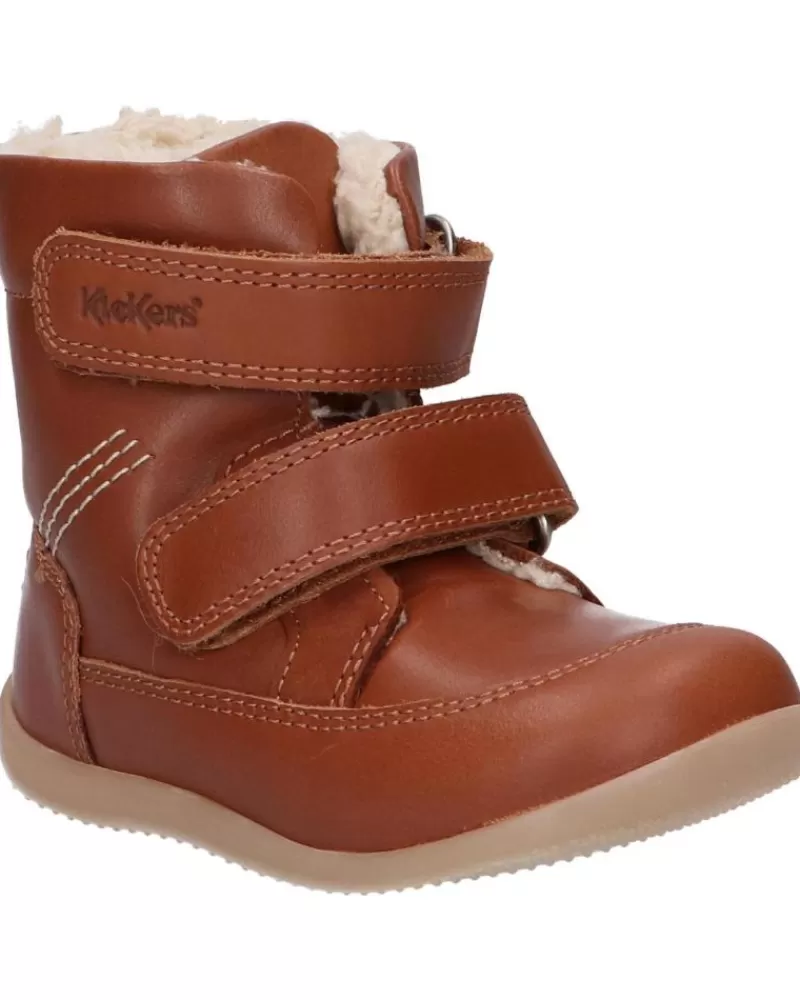 Boy KICKERS Mid Boots-Girl And Boy Boots 909770-10 Bamakratch 114 Camel
