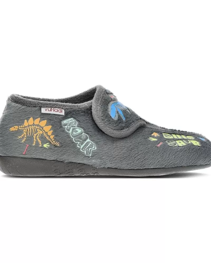 Boy VUL-LADI House Slipers-Girl And Boy House Slipers Pantuflas Vulladi 4241 Dino Gris