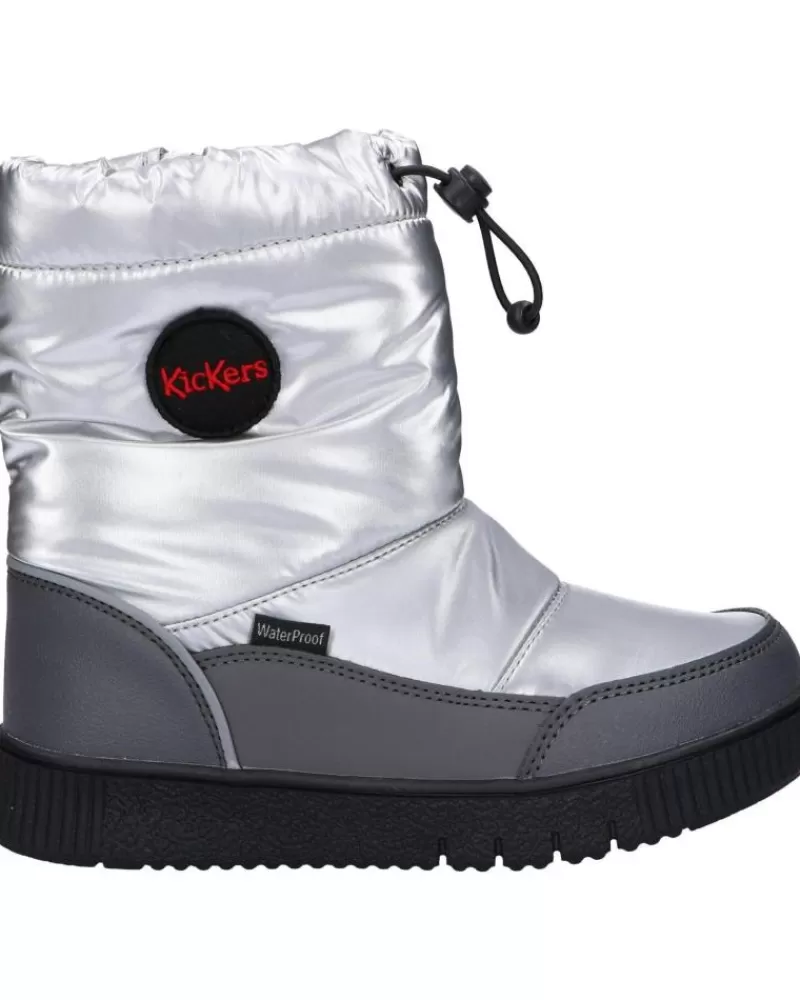 Boy KICKERS Mid Boots-Girl And Boy 830180-30 Atlak 16 Argent