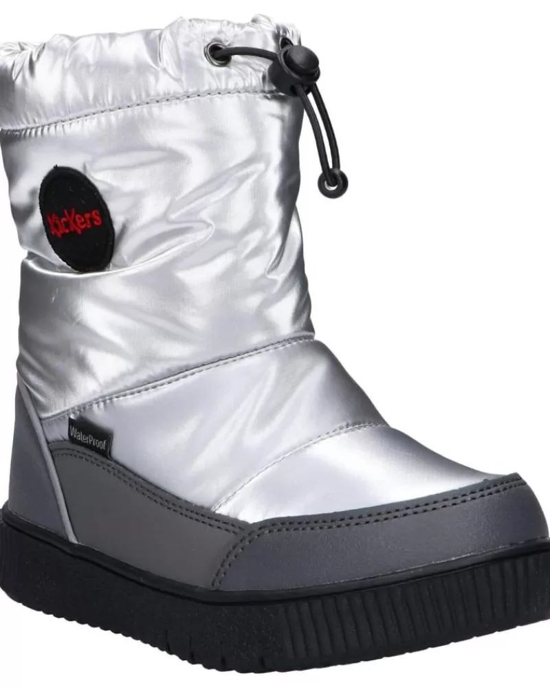 Boy KICKERS Mid Boots-Girl And Boy 830180-30 Atlak 16 Argent