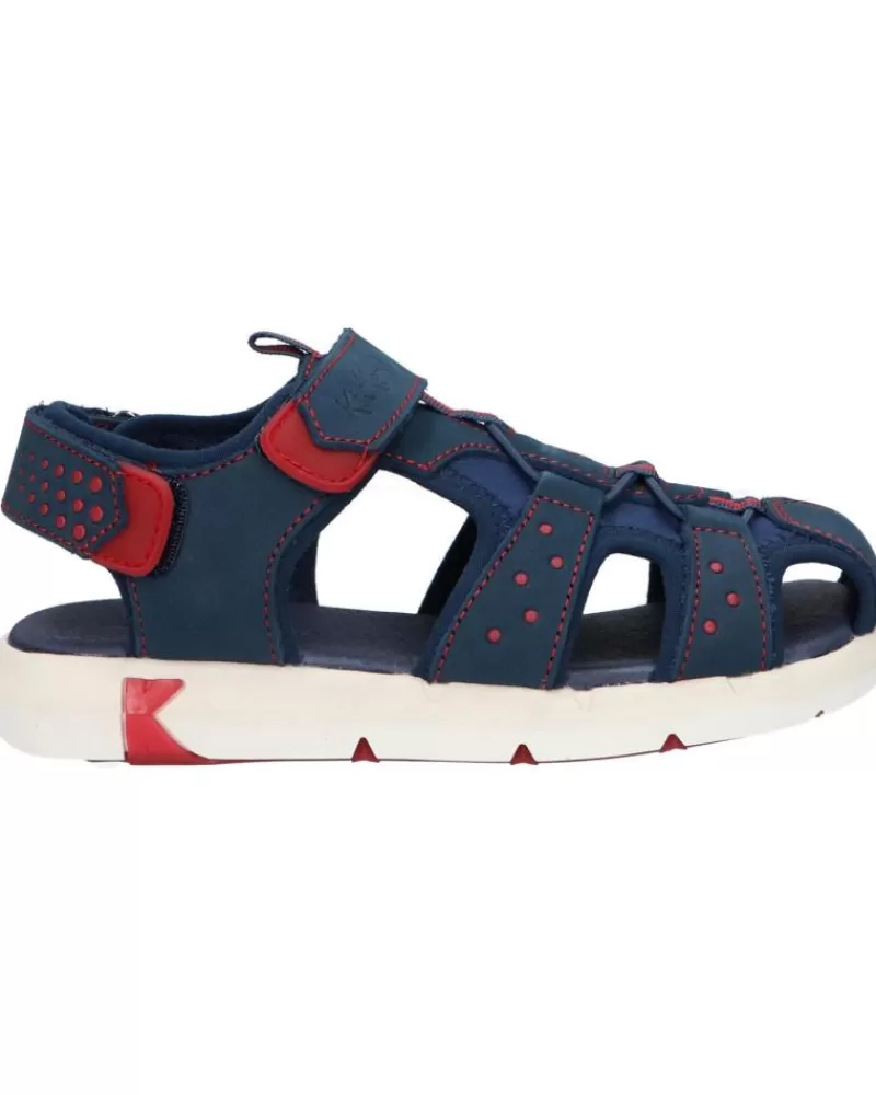 Boy KICKERS Sandals-Girl And Boy 858711-30 Jumange Nubuck 103 Marine Rouge