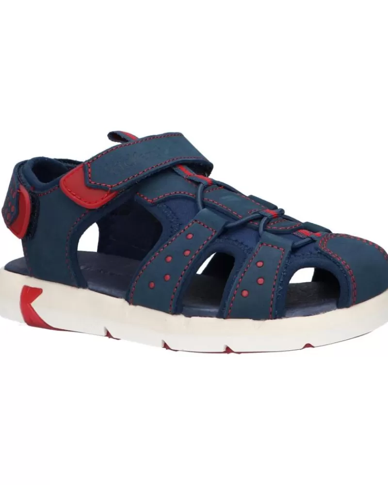 Boy KICKERS Sandals-Girl And Boy 858711-30 Jumange Nubuck 103 Marine Rouge