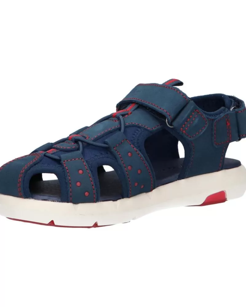 Boy KICKERS Sandals-Girl And Boy 858711-30 Jumange Nubuck 103 Marine Rouge
