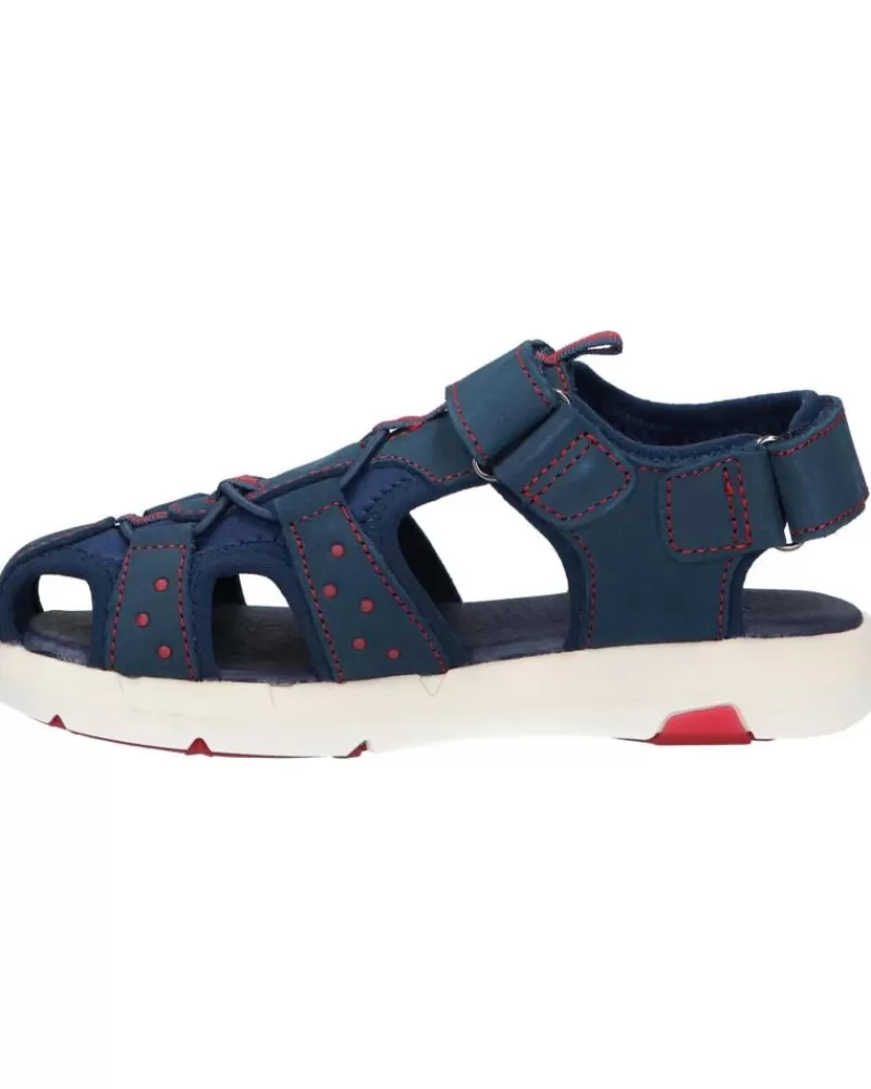Boy KICKERS Sandals-Girl And Boy 858711-30 Jumange Nubuck 103 Marine Rouge