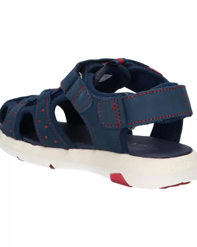 Boy KICKERS Sandals-Girl And Boy 858711-30 Jumange Nubuck 103 Marine Rouge