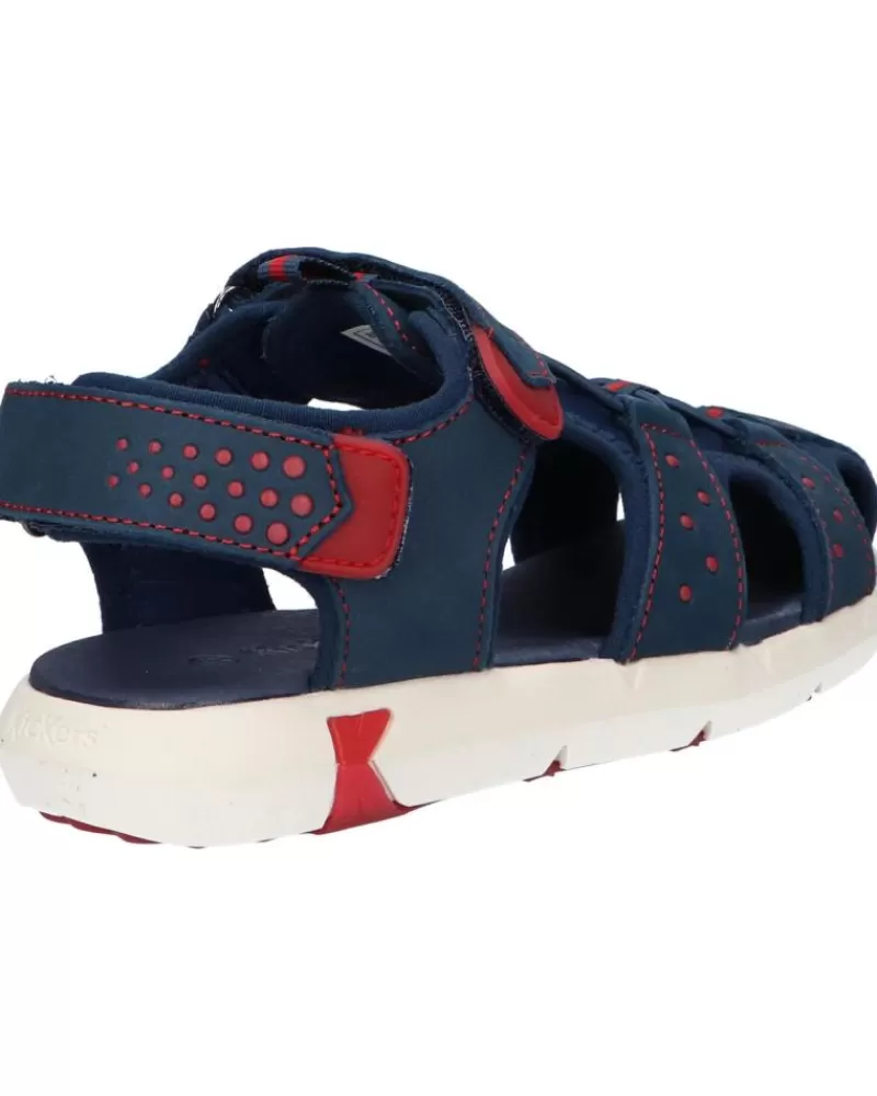 Boy KICKERS Sandals-Girl And Boy 858711-30 Jumange Nubuck 103 Marine Rouge