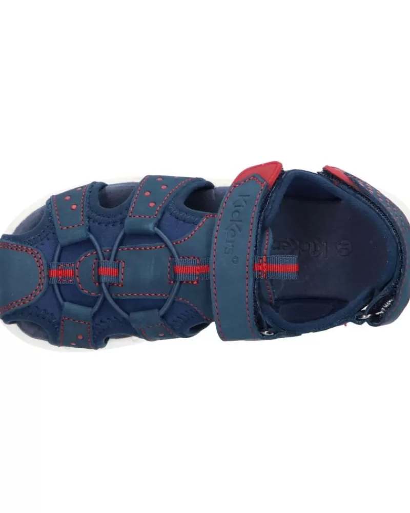 Boy KICKERS Sandals-Girl And Boy 858711-30 Jumange Nubuck 103 Marine Rouge