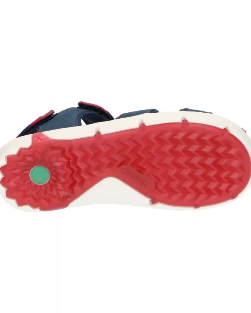 Boy KICKERS Sandals-Girl And Boy 858711-30 Jumange Nubuck 103 Marine Rouge
