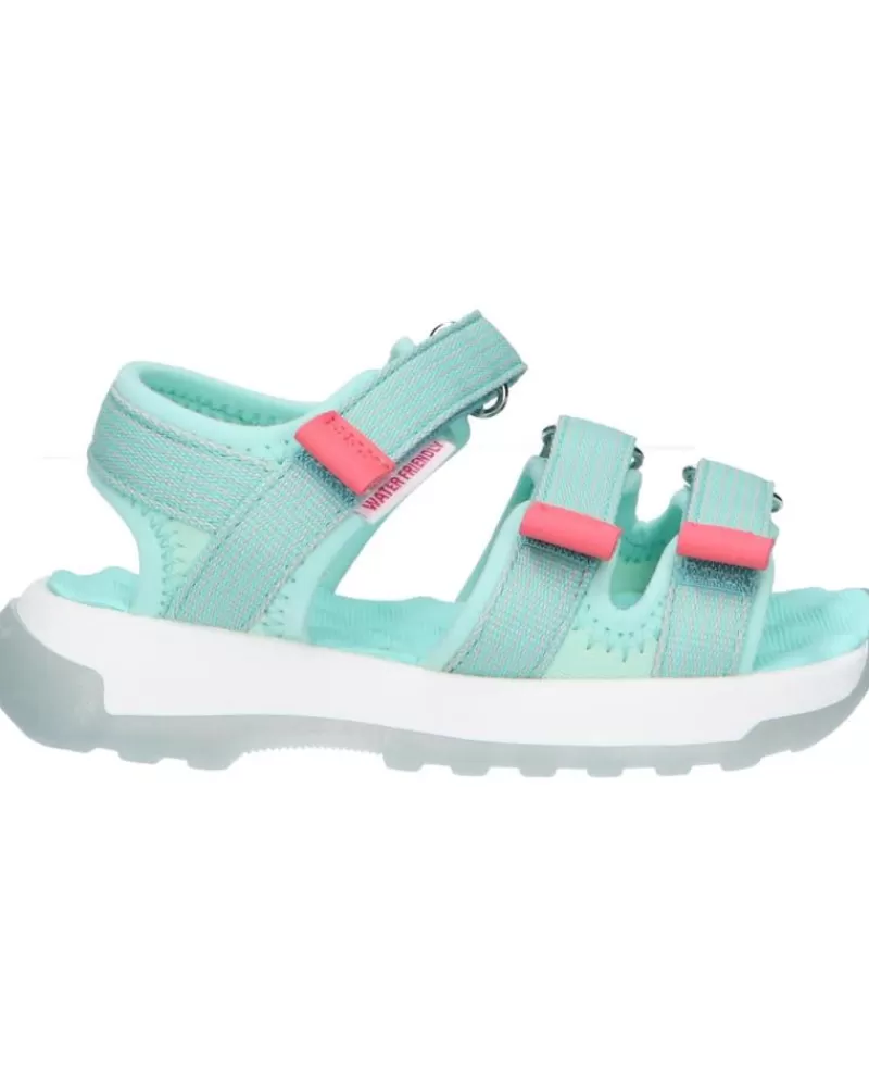 Boy KICKERS Sandals-Girl And Boy 928480-30 Kikco Strap 51 Bleu Clair