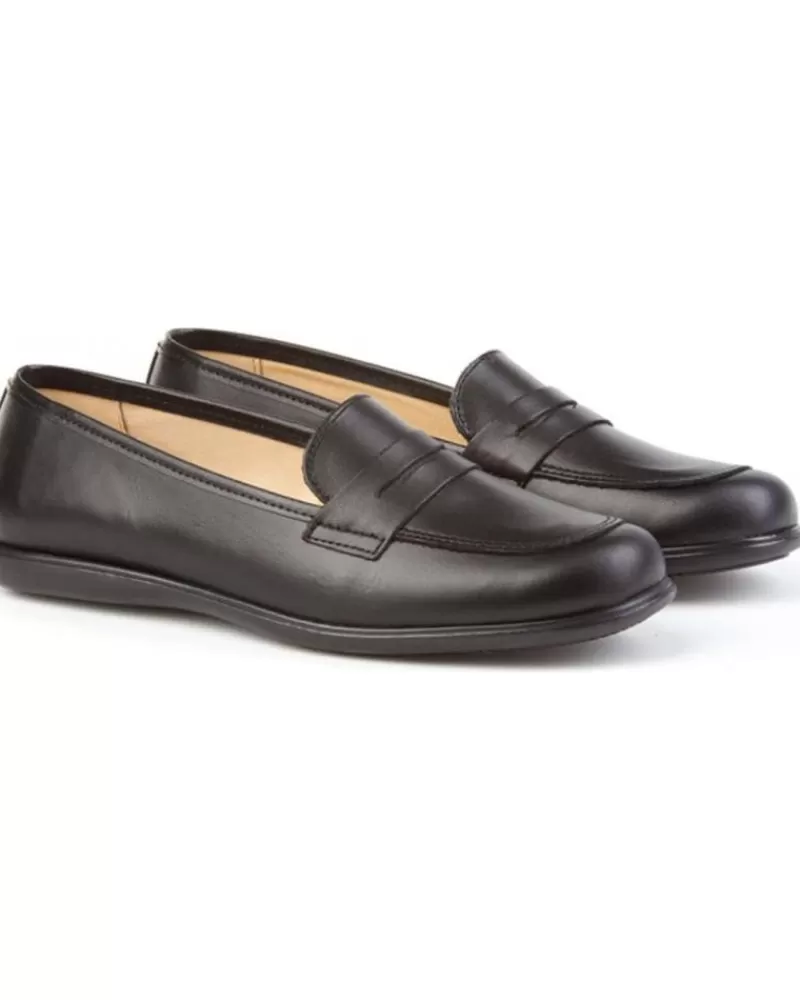 Boy ANGELITOS Moccasins-Girl And Boy Mocasines Escolar Piel 466 Negro