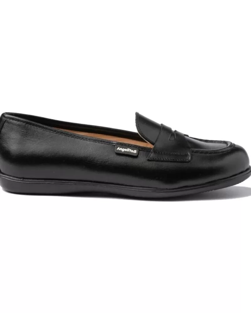 Boy ANGELITOS Moccasins-Girl And Boy Mocasines Escolar Piel 467 Negro