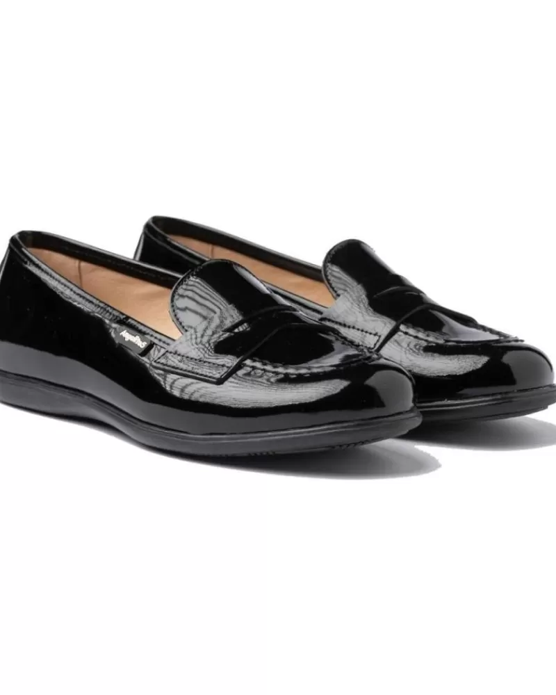 Boy ANGELITOS Moccasins-Girl And Boy Mocasines Escolar Piel 468 Negro