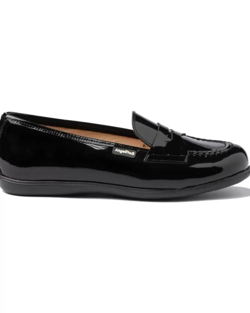 Boy ANGELITOS Moccasins-Girl And Boy Mocasines Escolar Piel 468 Negro