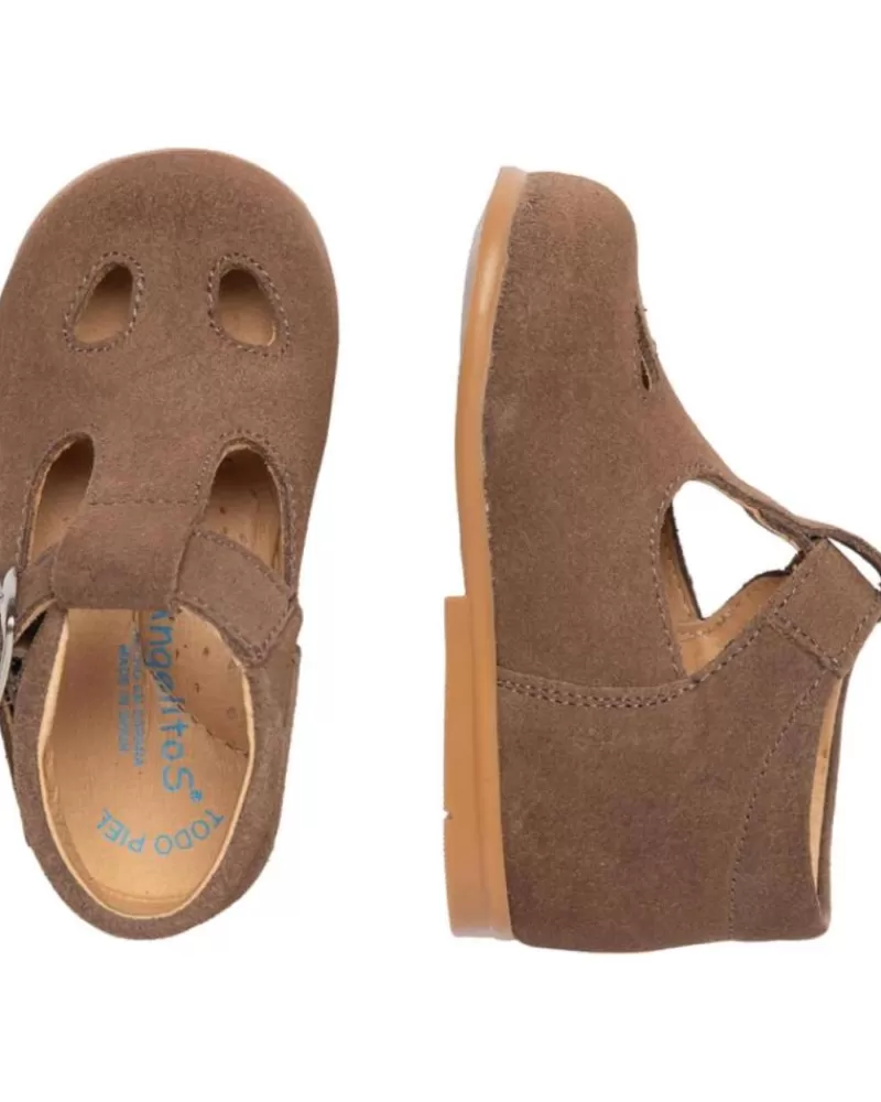Boy ANGELITOS Shoes-Girl And Boy Shoes Pepito Piel Serraje 634 Taupe