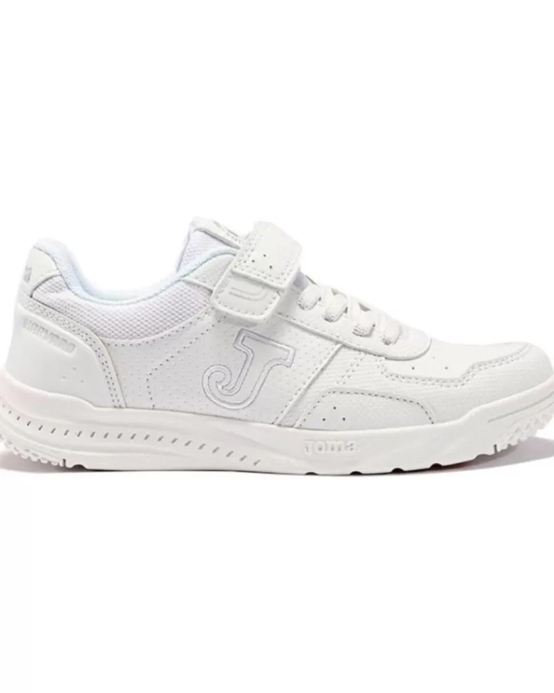 Boy JOMA Sports Shoes-Girl And Boy Trainers Deportiva Harvard Jr 2202 Con Velcro Unisex Blanco