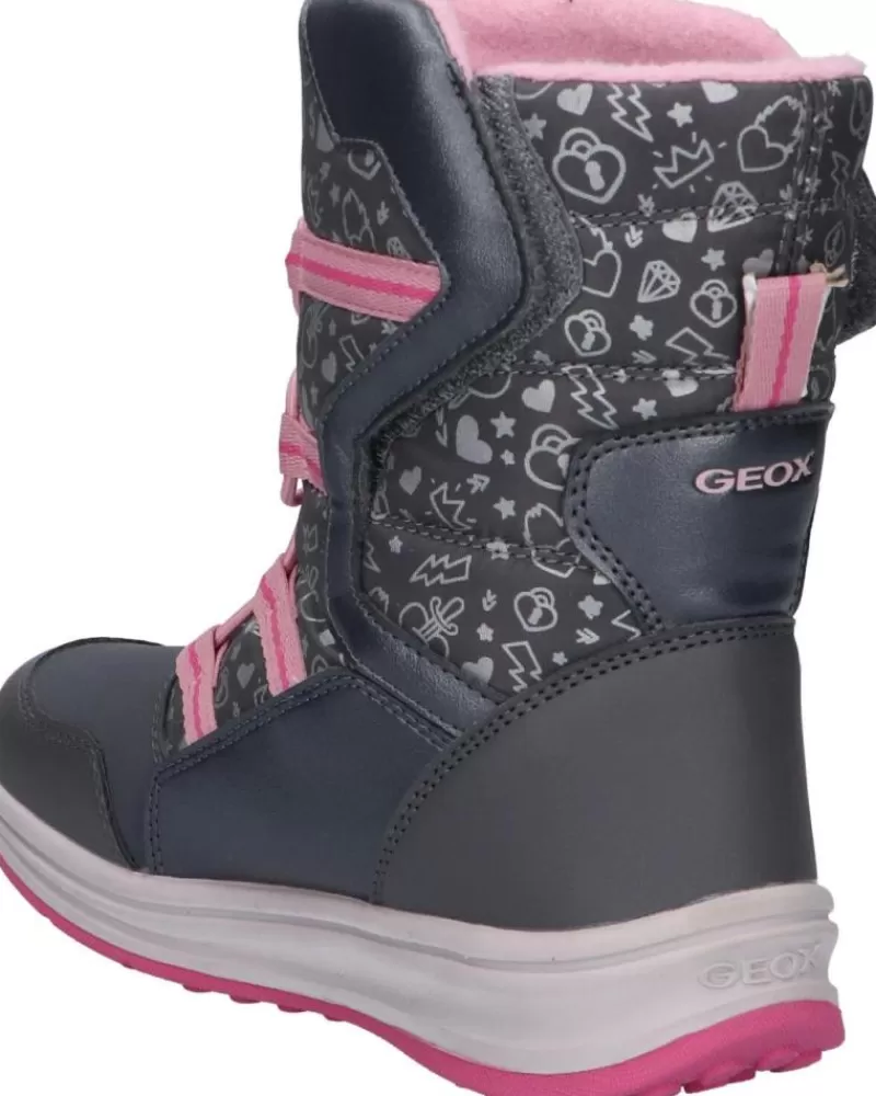 Girl GEOX Mid Boots-Girl Boots J042Ua 0Bcmn J Roby Girl B Wpf C0952 Dk Grey-Pink