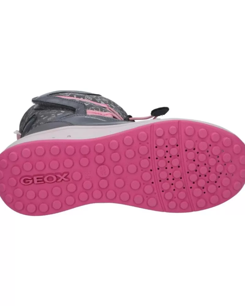 Girl GEOX Mid Boots-Girl Boots J042Ua 0Bcmn J Roby Girl B Wpf C0952 Dk Grey-Pink