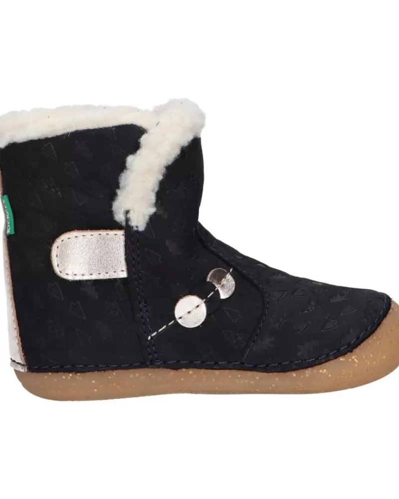 Girl KICKERS Mid Boots-Girl Boots 909740-10 So Windy 102 Marine Or Fanta