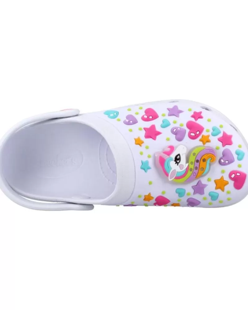 Girl SKECHERS Clogs-Girl Clogs Heart Charmer-Unicorn Delig Blanco