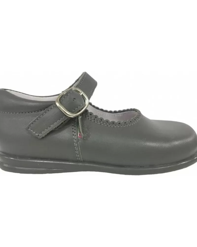 Girl OTRAS MARCAS Flat Shoes-Girl Flat Shoes Bambinelli 457 Merceditas Piel Con Hebilla Gris