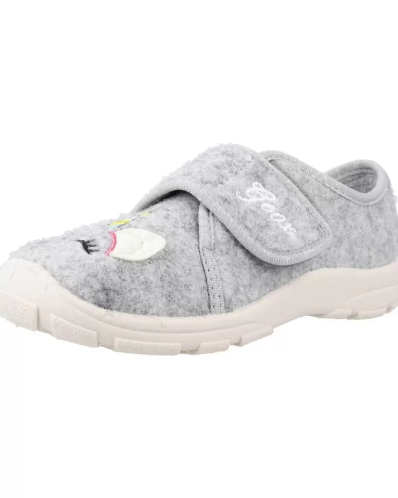 Girl GEOX House Slipers-Girl House Slipers J Nymel Girl Gris