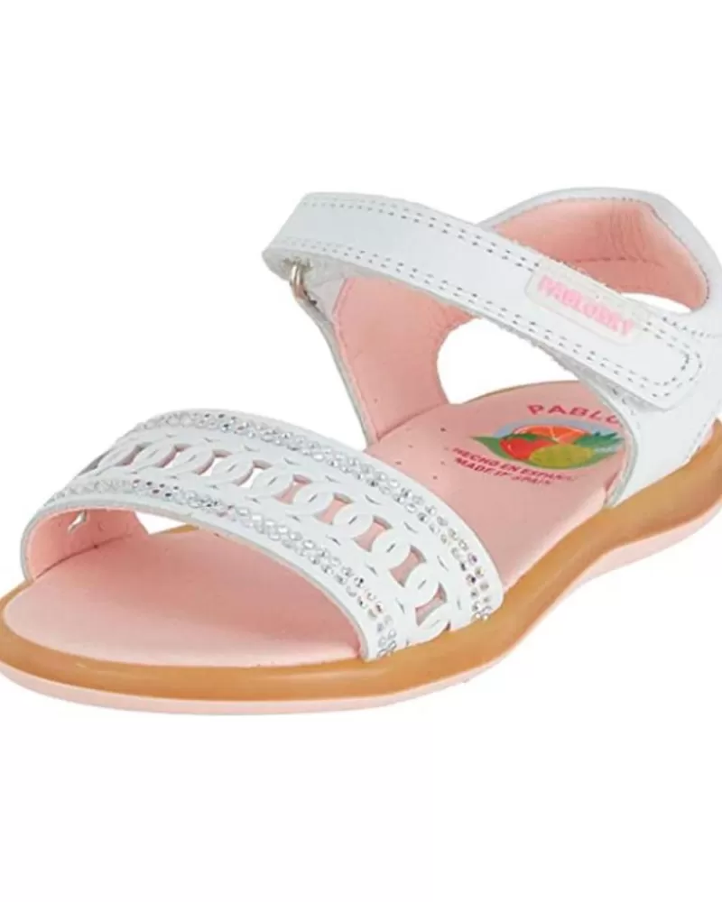 Girl PABLOSKY Sandals-Girl Sandals Sandalia Brillantes Blanco