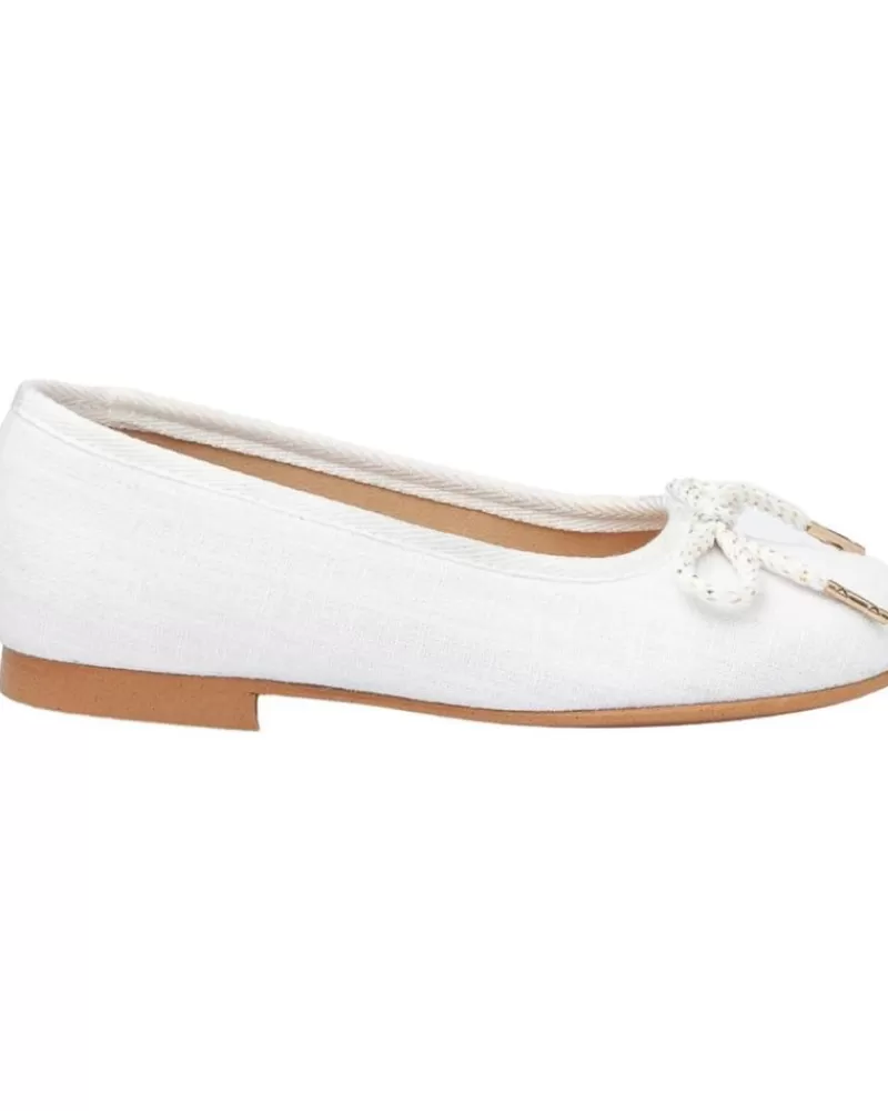 Girl ANGELITOS Flat Shoes-Girl Shoes Bailarina Ceremonia Piel 1568 Blanco