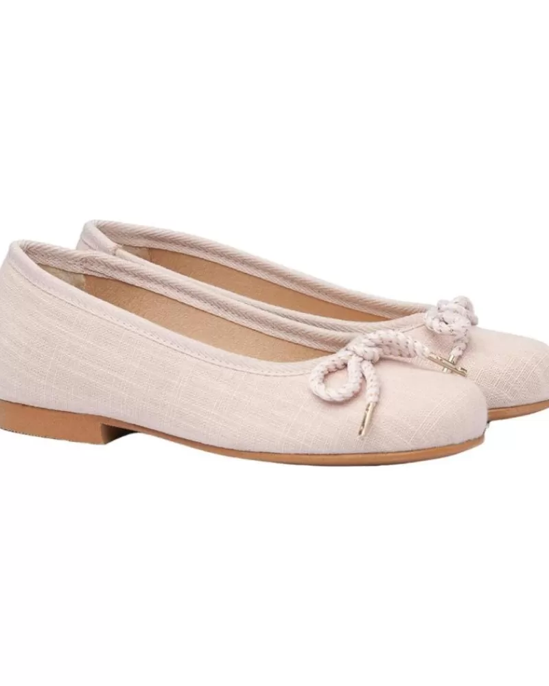 Girl ANGELITOS Flat Shoes-Girl Shoes Bailarina Ceremonia Piel 1568 Rosa