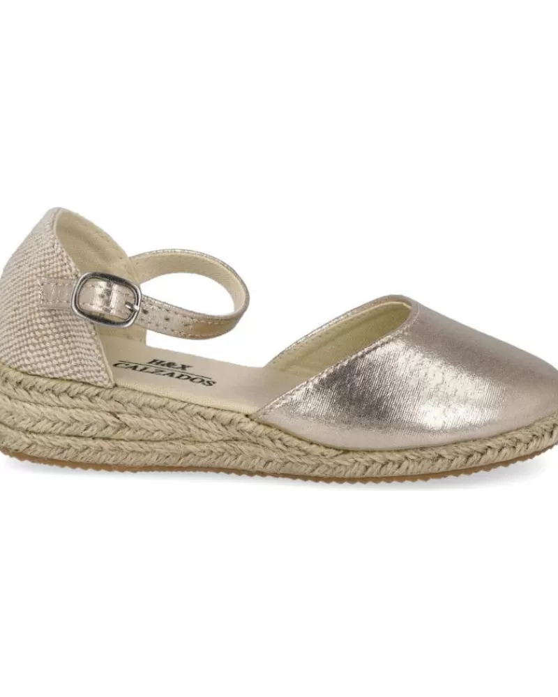 Girl BUBBLE BOBBLE Wedge Shoes-Girl Zapatos De Cuna 442-11 Alpargatas Esparto Nina Oro