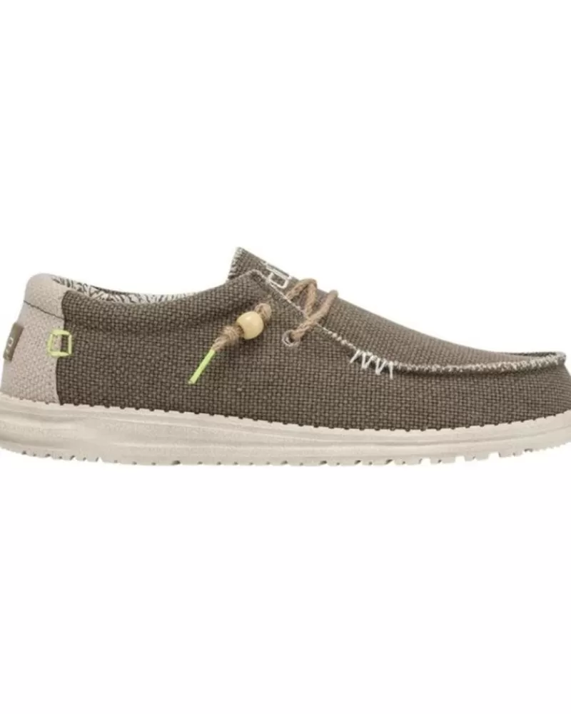 Man HEY DUDE Man Boat Shoes Wally Braided Kaki