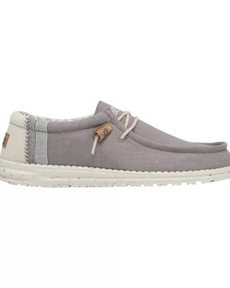 Man HEY DUDE Man Boat Shoes Wally Linen Natural Beig Gris