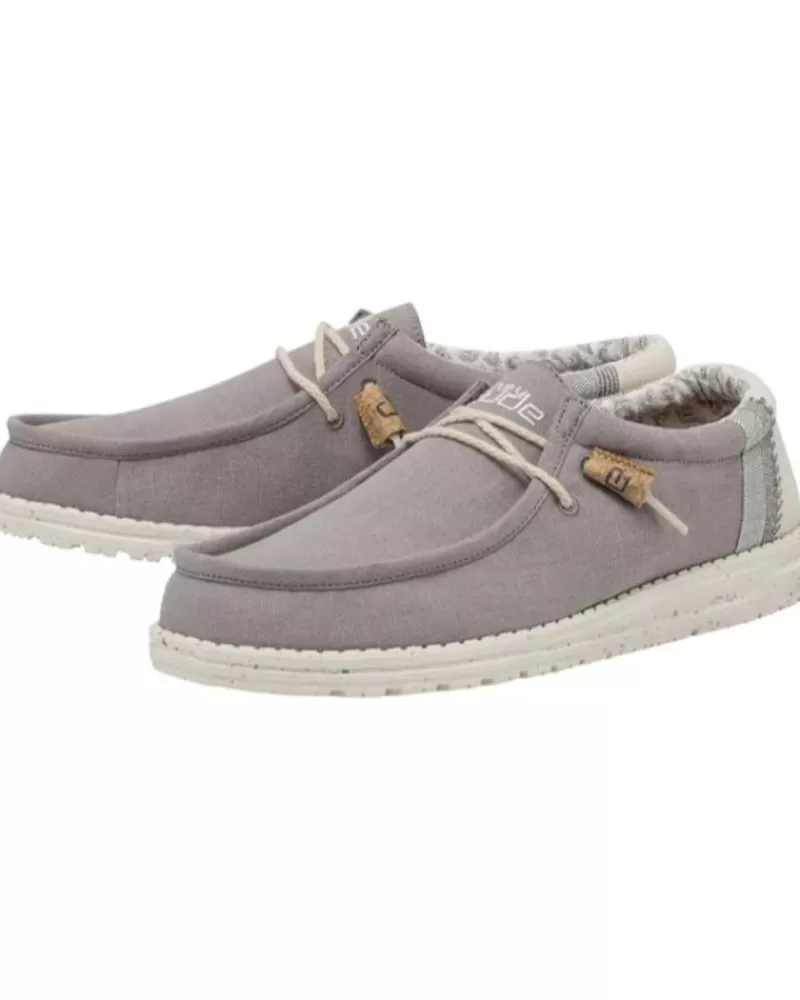 Man HEY DUDE Man Boat Shoes Wally Linen Natural Beig Gris