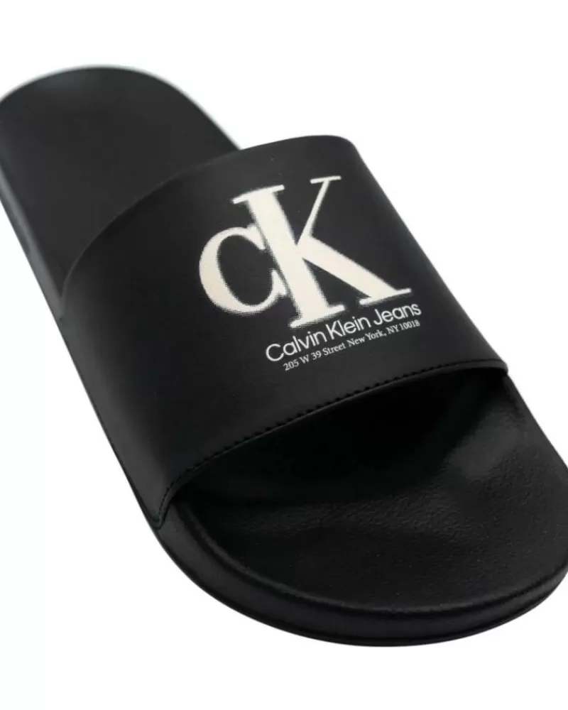Man CALVIN KLEIN Man Flip Flops Chanclas Jeans Slide Oversi Black