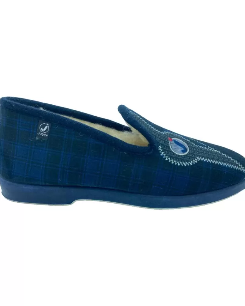 Man JAVER Man House Slipers Zapatilla Casa Cerrada Lana Azul