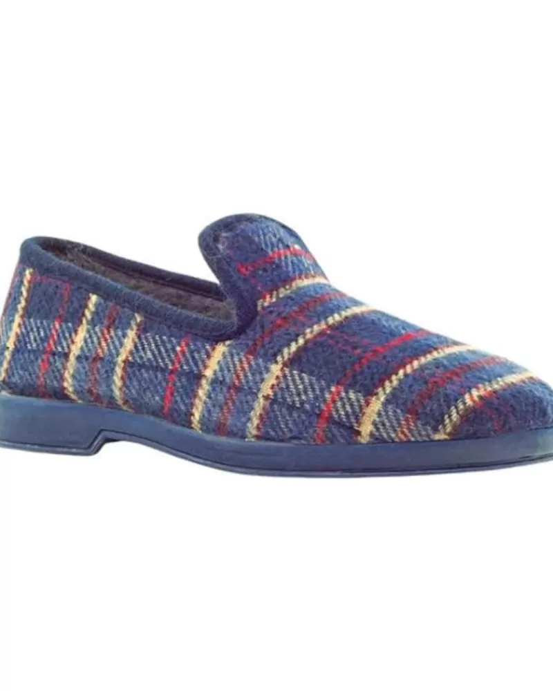 Man JAVER Man House Slipers Zapatilla Cuadros Marino