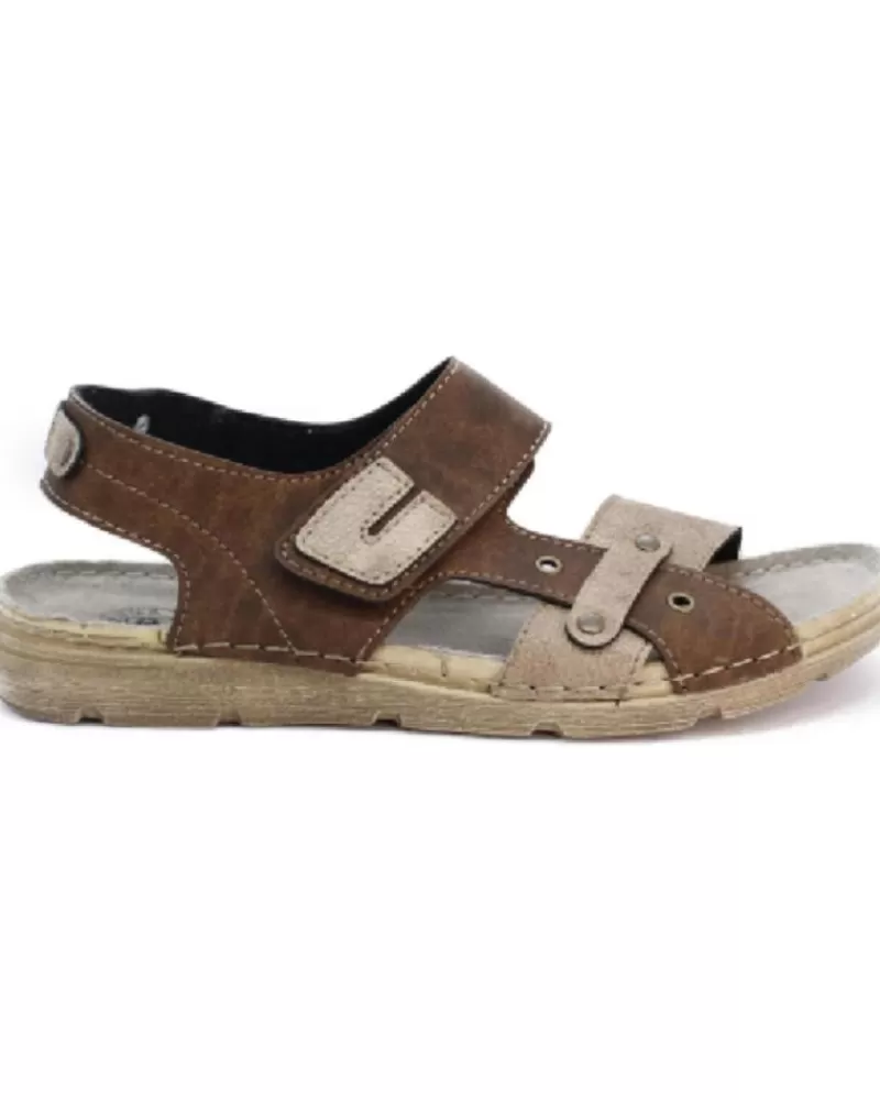 Man OTRAS MARCAS Man Sandals Arizona - Sandalia Bicolor Velcro Marrone-Safari